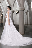 A-Line/Princess Sleeveless Lace Long Satin Wedding Dresses TPP0006908