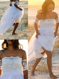 A-Line/Princess Chiffon Sleeveless Off-the-Shoulder Lace Floor-Length Wedding Dresses TPP0006276