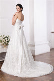 A-Line/Princess Sweetheart Sleeveless Sash Long Lace Wedding Dresses TPP0006928