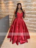 Ball Gown Satin Applique Off-the-Shoulder Sleeveless Floor-Length Dresses TPP0001888
