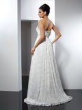 A-Line/Princess Sweetheart Sleeveless Long Satin Wedding Dresses TPP0006586