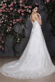 A-Line/Princess Strapless Sleeveless Beading Applique Hand-Made Flower Net Wedding Dresses TPP0006871