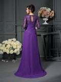 A-Line/Princess Sweetheart Applique 1/2 Sleeves Long Chiffon Mother of the Bride Dresses TPP0007133