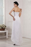 Sheath/Column Sweetheart Sleeveless Beading Applique High Low Organza Wedding Dresses TPP0006829