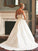 A-Line/Princess V-neck Satin Ruched Sleeveless Sweep/Brush Train Wedding Dresses TPP0006469