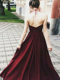 A-Line/Princess Halter Sleeveless Floor-Length Applique Elastic Woven Satin Dresses TPP0002128