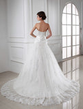A-Line/Princess Beading Applique Sweetheart Sleeveless Satin Tulle Wedding Dresses TPP0006860