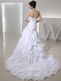 A-Line/Princess Beading Sweetheart Sleeveless Long Taffeta Wedding Dresses TPP0006975