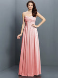 A-Line/Princess Sweetheart Pleats Sleeveless Long Satin Bridesmaid Dresses TPP0005522