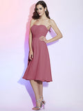 A-Line/Princess Strapless Sleeveless Pleats Short Chiffon Bridesmaid Dresses TPP0005750