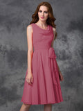 A-line/Princess Scoop Ruffles Sleeveless Short Chiffon Bridesmaid Dresses TPP0005711
