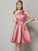 A-Line/Princess One-Shoulder Sleeveless Short Satin Bridesmaid Dresses TPP0005583