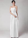 Sheath/Column Halter Sleeveless Hand-Made Flower Long Chiffon Bridesmaid Dresses TPP0005817