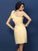 Sheath/Column One-Shoulder Hand-Made Flower Sleeveless Short Chiffon Bridesmaid Dresses TPP0005870