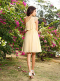 A-Line/Princess One-Shoulder Sleeveless Short Chiffon Bridesmaid Dresses TPP0005775