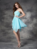 A-line/Princess Sweetheart Ruffles Sleeveless Short Chiffon Bridesmaid Dresses TPP0005692