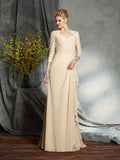 A-Line/Princess Sweetheart Lace 3/4 Sleeves Long Chiffon Mother of the Bride Dresses TPP0007175