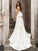 Sheath/Column Satin Ruched Strapless Sleeveless Court Train Wedding Dresses TPP0006447