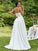 A-Line/Princess Satin Ruffles Spaghetti Straps Sleeveless Sweep/Brush Train Wedding Dresses TPP0006502