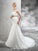 Sheath/Column Sheer Neck Sash/Ribbon/Belt Sleeveless Long Lace Wedding Dresses TPP0006482