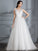 A-Line/Princess Sleeveless V-neck Sweep/Brush Train Tulle Wedding Dresses TPP0006437