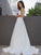 A-Line/Princess Satin Ruffles V-neck Sleeveless Sweep/Brush Train Wedding Dresses TPP0006087