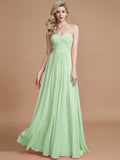 A-Line/Princess Sweetheart Sleeveless Floor-Length Chiffon Bridesmaid Dresses TPP0005518