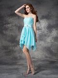 A-line/Princess Sweetheart Ruffles Sleeveless Short Chiffon Bridesmaid Dresses TPP0005692