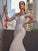 Sheath/Column Lace Sleeveless Off-the-Shoulder Applique Court Train Wedding Dresses TPP0005978