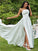 A-Line/Princess Satin Ruffles Spaghetti Straps Sleeveless Sweep/Brush Train Wedding Dresses TPP0006502