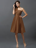 A-Line/Princess Strapless Sleeveless Short Taffeta Bridesmaid Dresses TPP0005359
