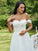 A-Line/Princess Lace Applique Off-the-Shoulder Sleeveless Sweep/Brush Train Wedding Dresses TPP0005911