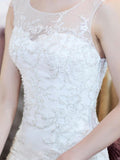 Trumpet/Mermaid Scoop Organza Beading Sleeveless Court Train Wedding Dresses TPP0006746