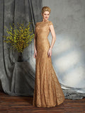 Sheath/Column Bateau Lace Short Sleeves Long Lace Mother of the Bride Dresses TPP0007272