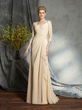 A-Line/Princess Sweetheart Lace 3/4 Sleeves Long Chiffon Mother of the Bride Dresses TPP0007175