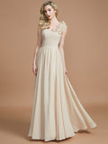 A-Line/Princess One-Shoulder Sleeveless Floor-Length Chiffon Bridesmaid Dresses TPP0005488