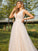 A-Line/Princess Tulle Ruffles V-neck Sleeveless Sweep/Brush Train Wedding Dresses TPP0006441