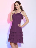 A-Line/Princess Spaghetti Straps Sleeveless Ruffles Short Chiffon Bridesmaid Dresses TPP0005362
