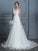 A-Line/Princess V-neck Sleeveless Floor-Length Lace Chiffon Wedding Dresses TPP0006395