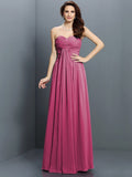 A-Line/Princess Sweetheart Pleats Sleeveless Long Satin Bridesmaid Dresses TPP0005522