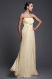 A-Line/Princess Strapless Sleeveless Beading Long Chiffon Bridesmaid Dresses TPP0005500