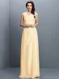 Sheath/Column V-neck Sleeveless Long Chiffon Bridesmaid Dresses TPP0005637