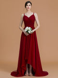 A-Line/Princess Spaghetti Straps Sleeveless Asymmetrical Ruffles Chiffon Bridesmaid Dresses TPP0005312