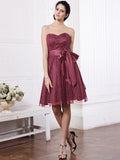A-Line/Princess Sweetheart Sleeveless Sash Short Lace Bridesmaid Dresses TPP0005804