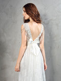A-Line/Princess Straps Lace Sleeveless Long Lace Wedding Dresses TPP0006600
