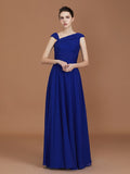 A-Line/Princess V-neck Sleeveless Floor-Length Chiffon Ruffles Bridesmaid Dresses TPP0005715