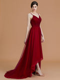 A-Line/Princess Spaghetti Straps Sleeveless Asymmetrical Ruffles Chiffon Bridesmaid Dresses TPP0005312
