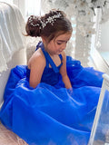 A-Line/Princess Tulle Ruffles Halter Sleeveless Tea-Length Flower Girl Dresses TPP0007464