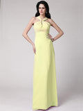 Sheath/Column High Neck Sleeveless Pleats Long Chiffon Bridesmaid Dresses TPP0005790