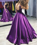 Charming Purple Backless Cap Sleeve Ball Gown Scoop Long Lace up Formal Dresses